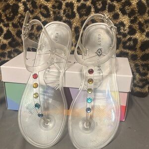 Katy Perry Collections Clear Sandals with Colorful Gems
